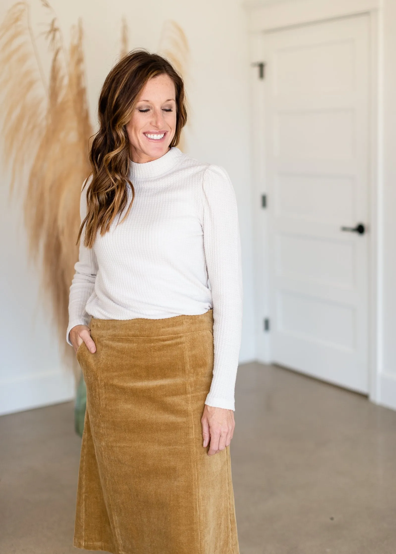 Justice Mock Neck Bushed Waffle Thermal Top - FINAL SALE