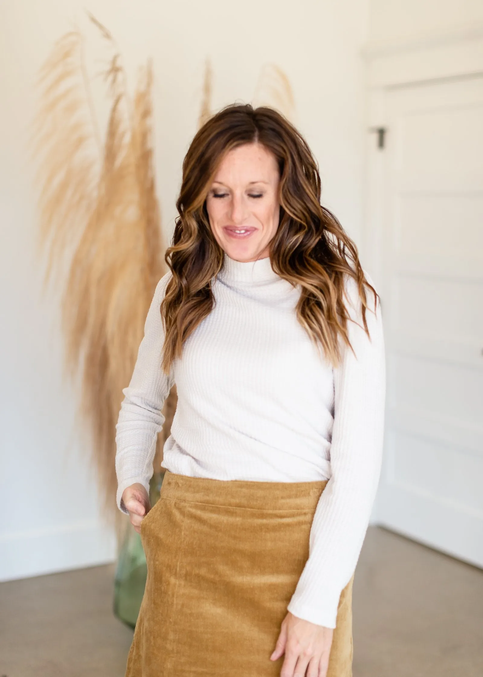 Justice Mock Neck Bushed Waffle Thermal Top - FINAL SALE