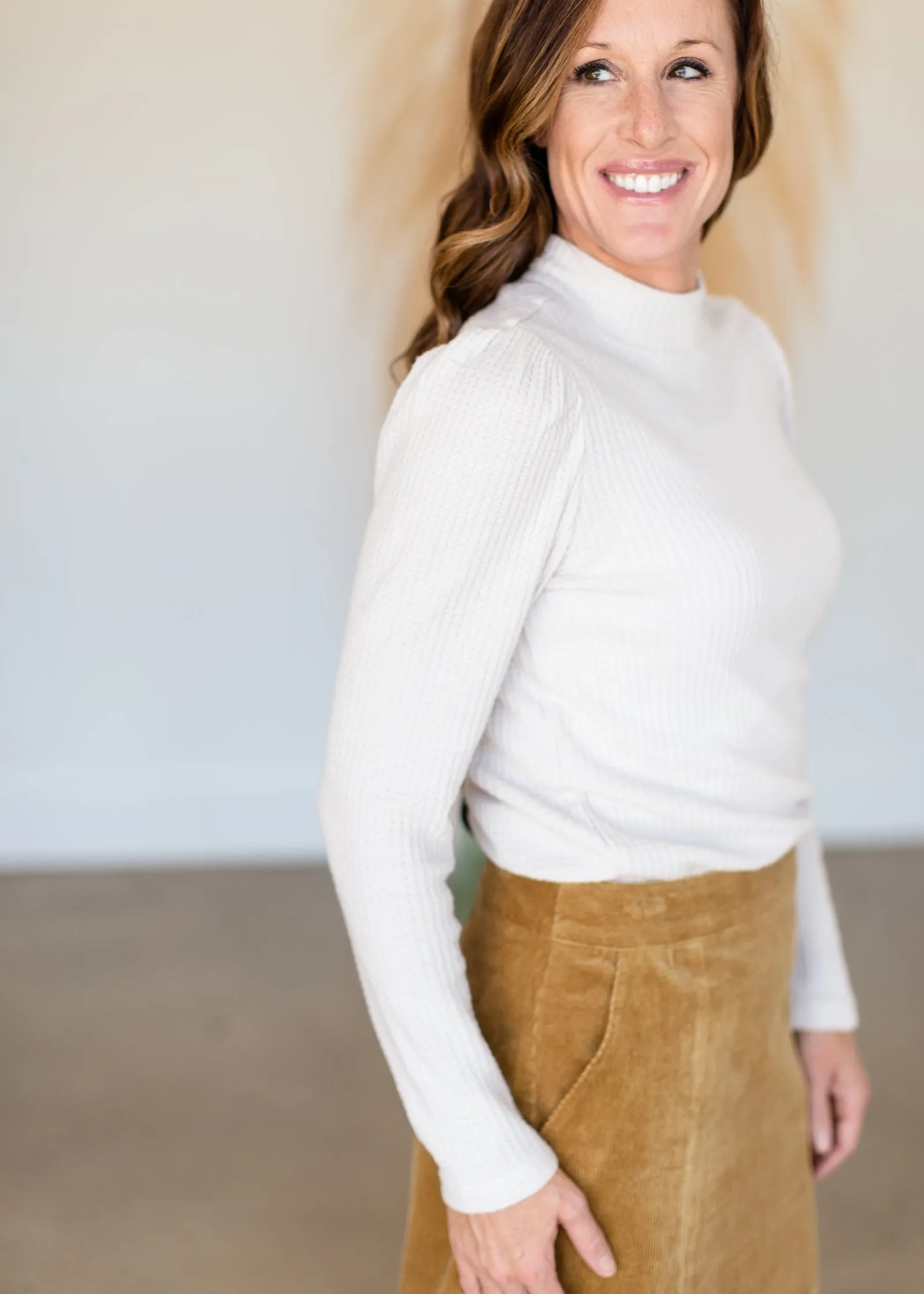 Justice Mock Neck Bushed Waffle Thermal Top - FINAL SALE