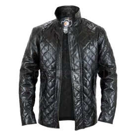 Leather Skin Men Black Quilted Genuine Leather Jacket