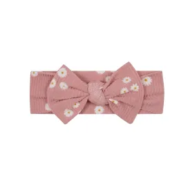Mauve Blooms Small Ribbed Bow