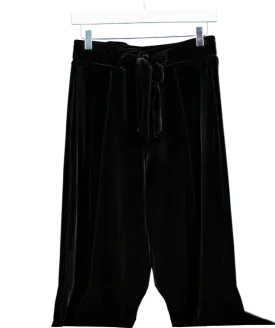 ME EM Black Wide Leg Pullon Velvet Trousers With Bow Detail UK 8