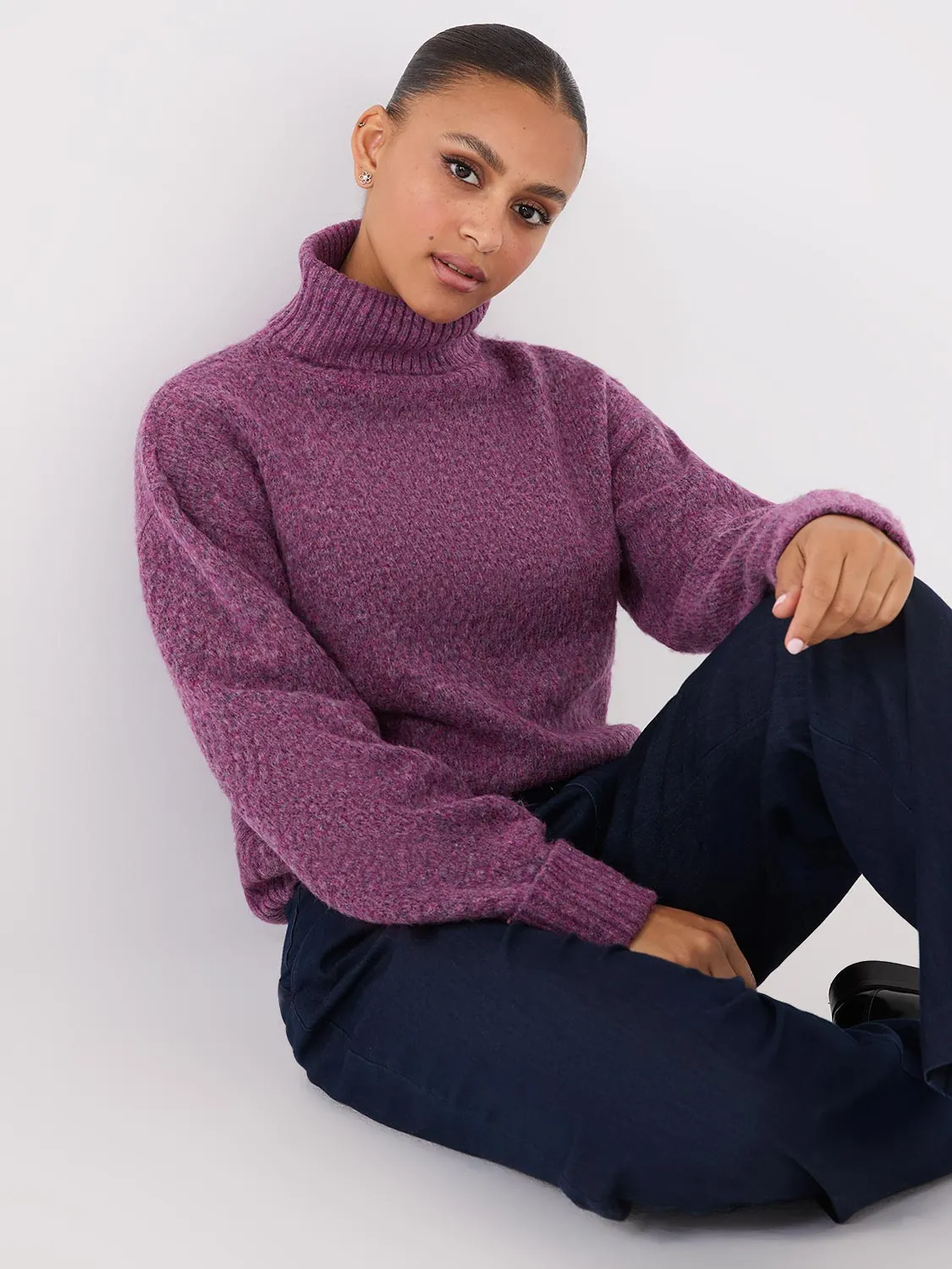 Melange Diamond Honeycomb Stitch Sweater