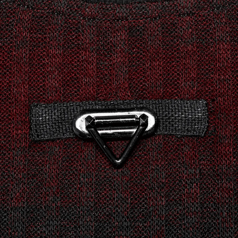 Men's Edgy Striped Knit Sweater with Metal Detail
