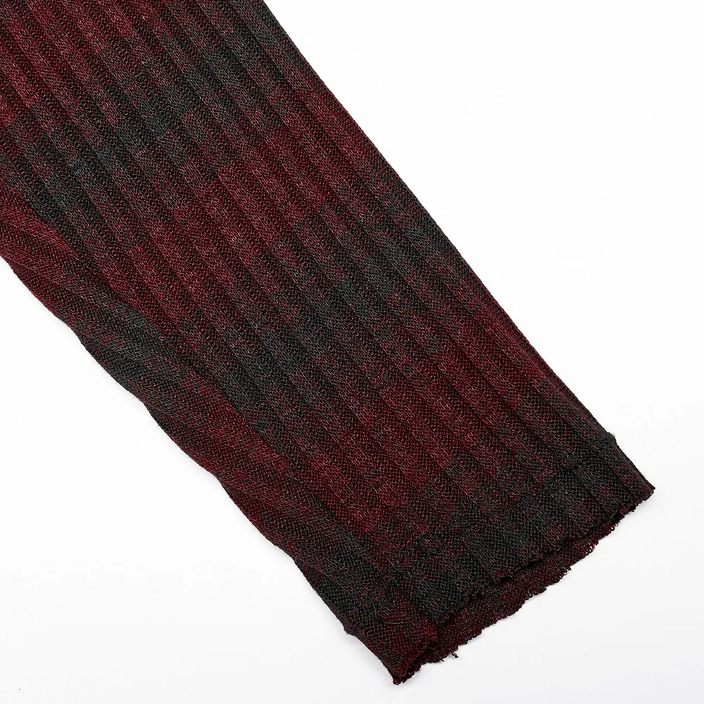 Men's Edgy Striped Knit Sweater with Metal Detail