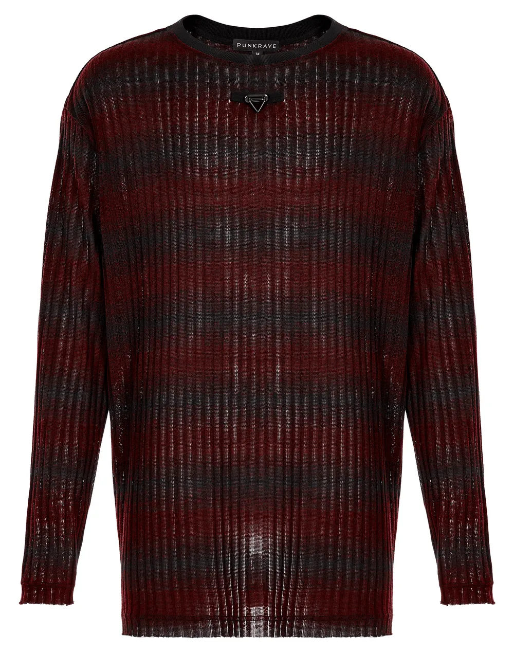 Men's Edgy Striped Knit Sweater with Metal Detail