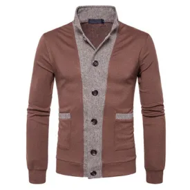Mens Knitted Patchwork Single Breasted Cardigans