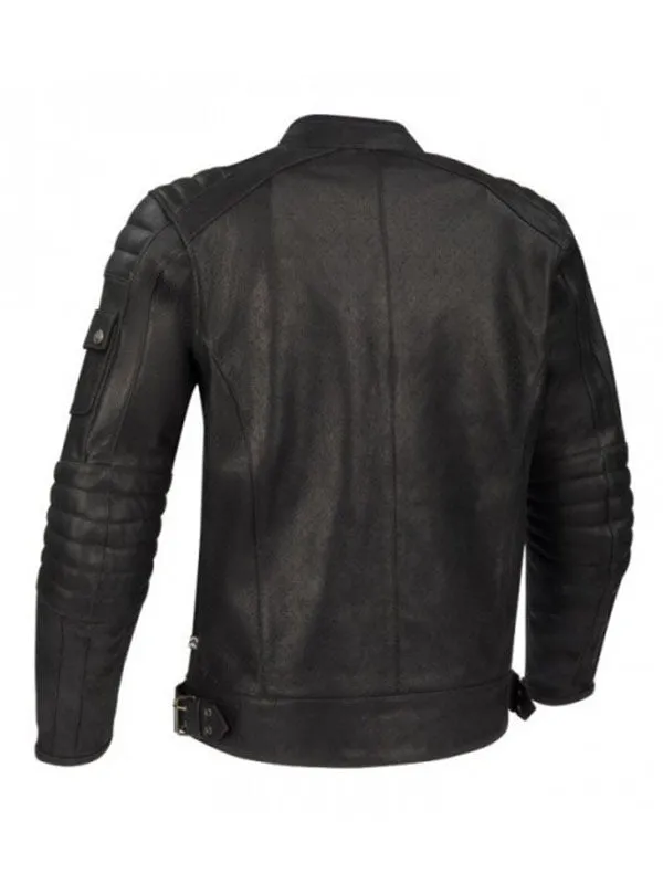 MENS QUILTED LEATHER MOTO JACKET BY TJS
