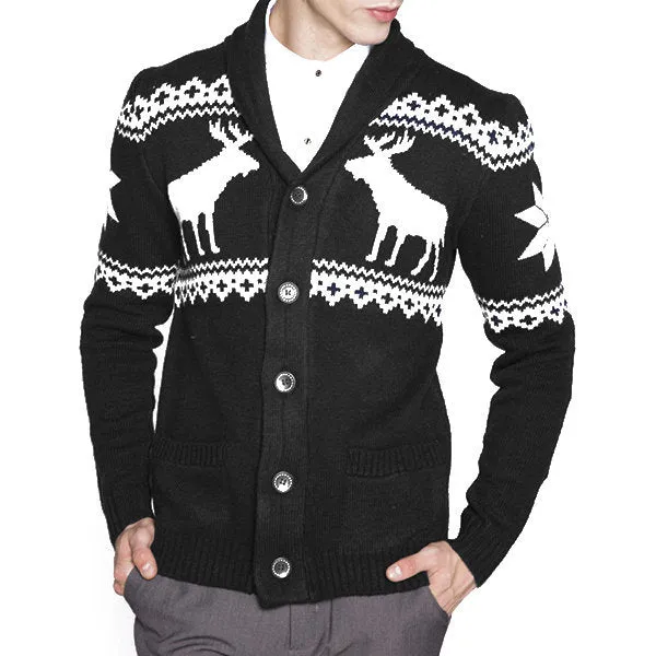 Mens Snowflake Elk Knitted Cardigans