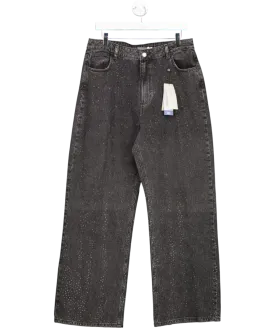 Mint Velvet Black Diamante Wide Leg Jeans UK 16