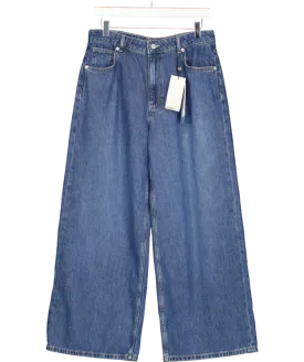 Mint Velvet Blue Mid Rise Wide Leg Full Length Jeans UK 12