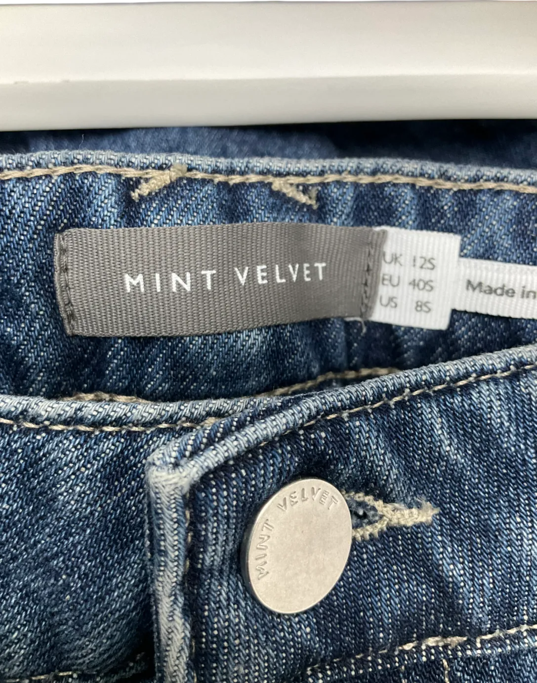 Mint Velvet Blue Mid Rise Wide Leg Full Length Jeans UK 12