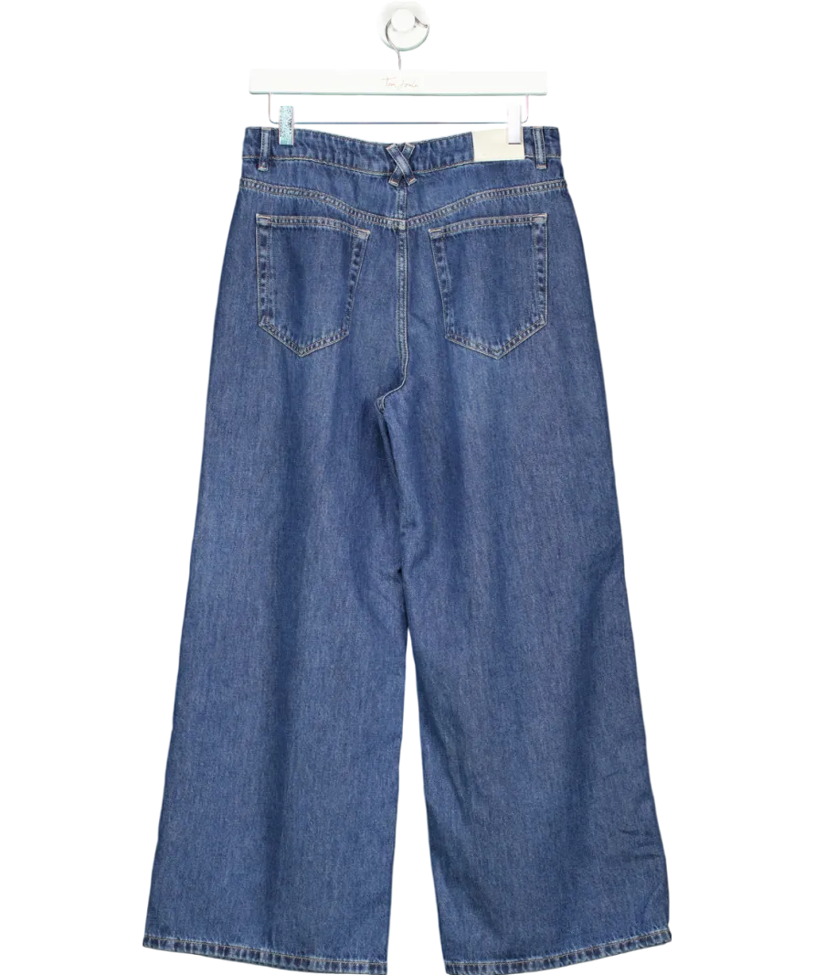 Mint Velvet Blue Mid Rise Wide Leg Full Length Jeans UK 12