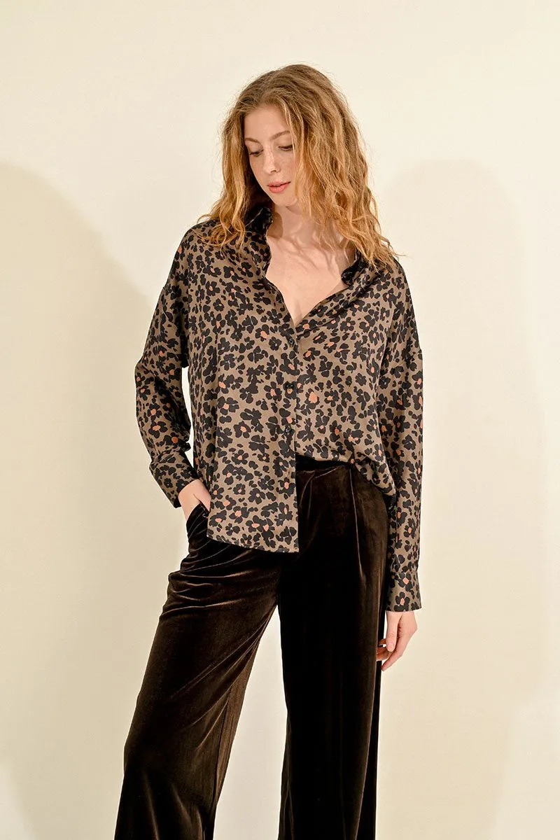Molly Bracken Chocolate Wide Leg Velvet Trouser