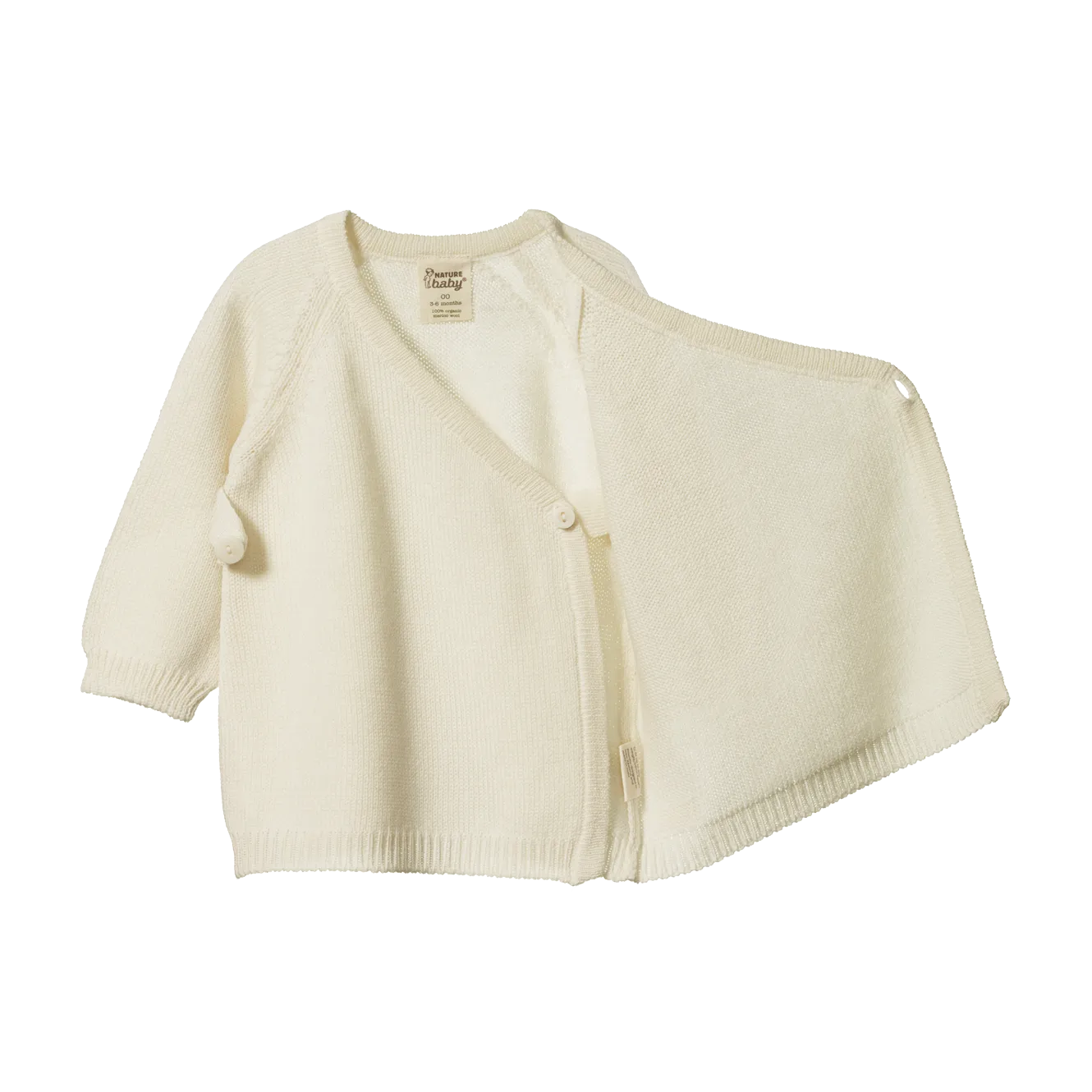 Nature Baby Merino Wool Knit Kimono Jacket - Natural
