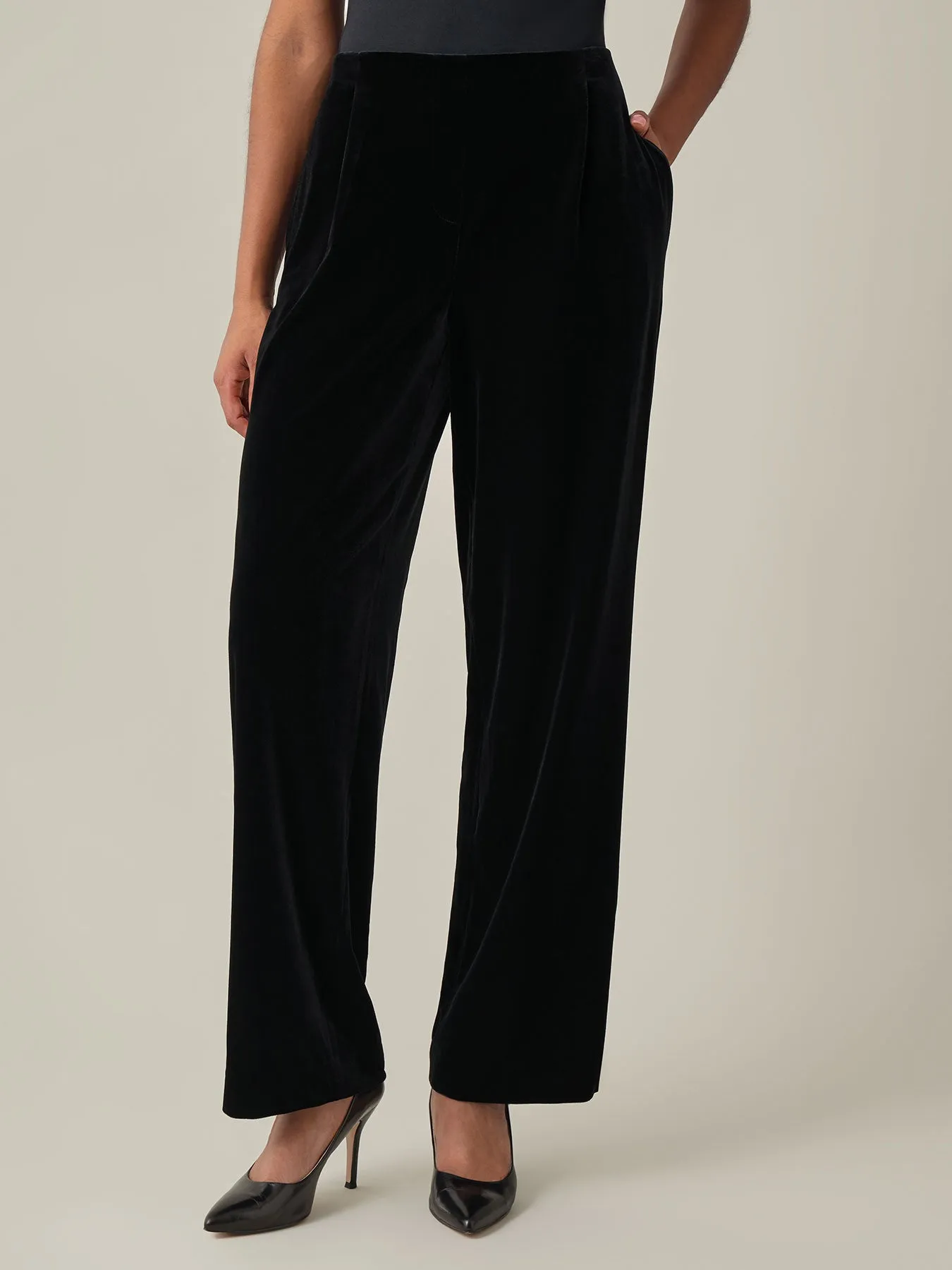 Petite Pull-On Wide Leg Pant, Velvet