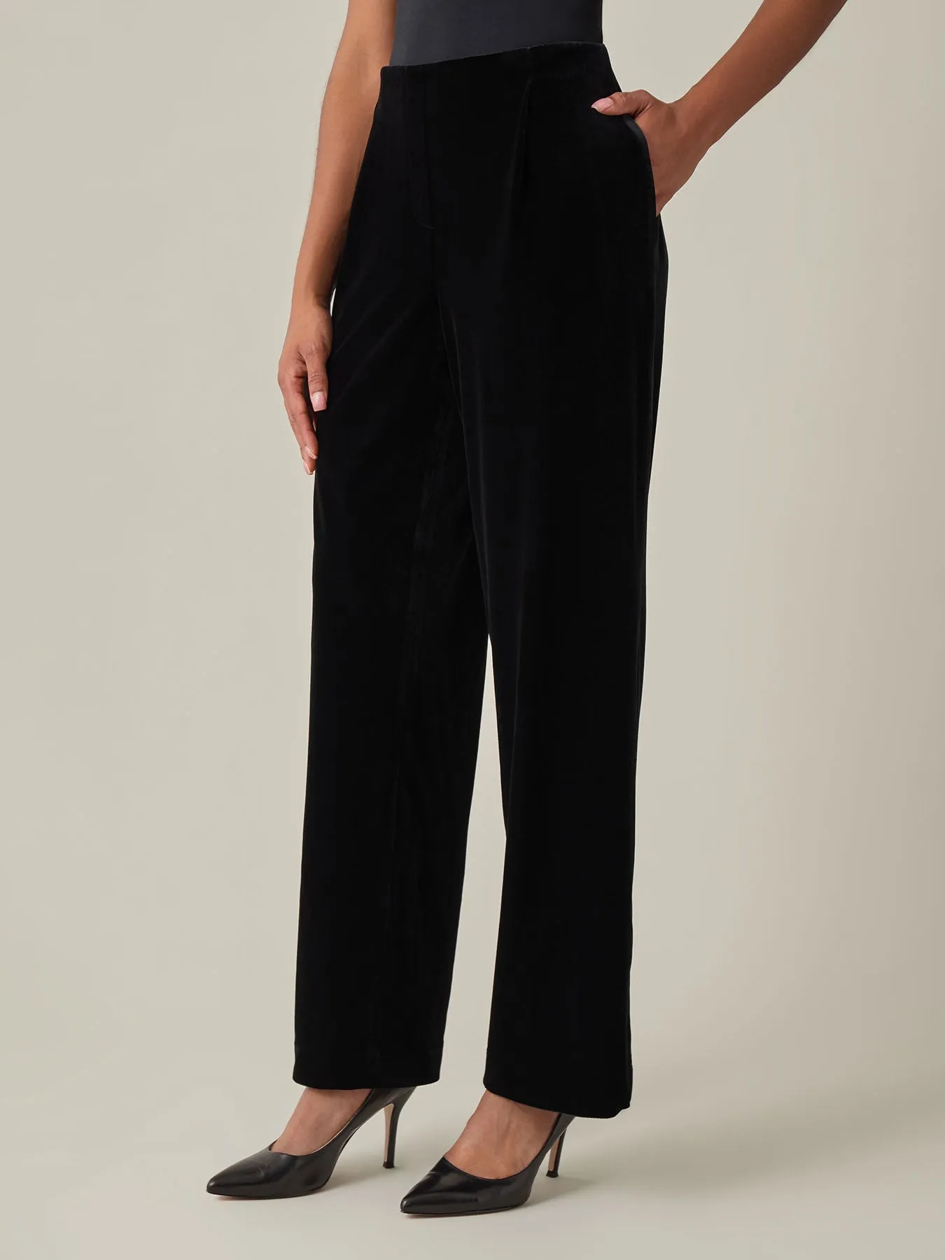 Petite Pull-On Wide Leg Pant, Velvet