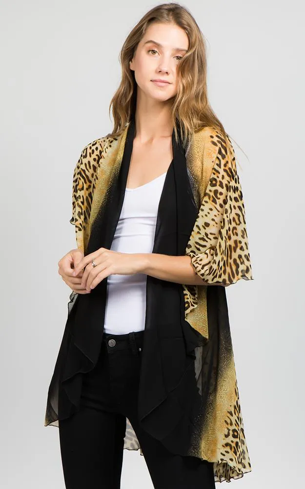 PN09 Leopard Printed Multi Shawl Vest