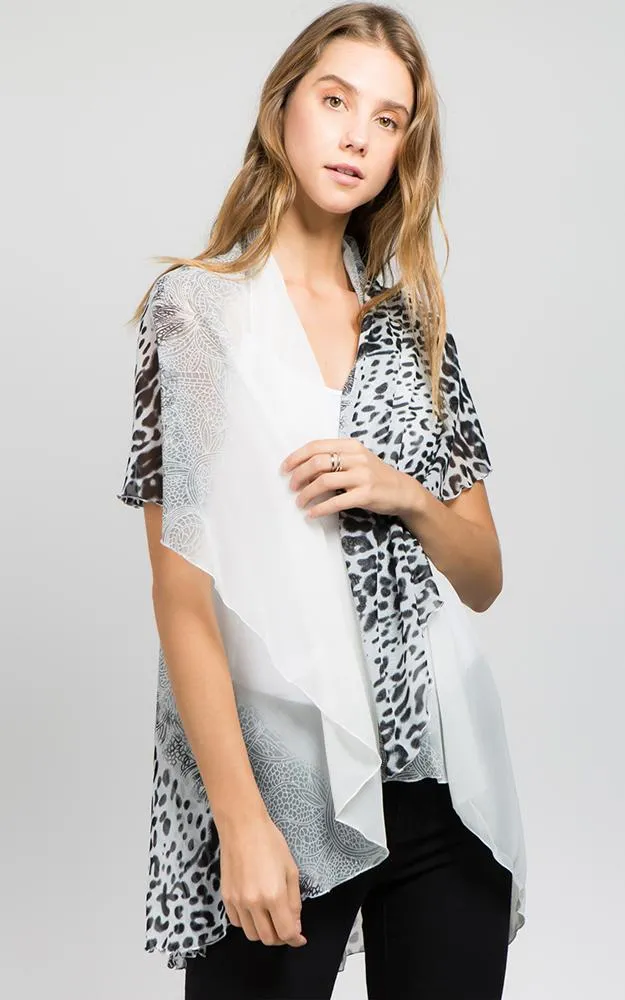 PN09 Leopard Printed Multi Shawl Vest