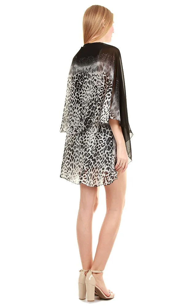 PN09 Leopard Printed Multi Shawl Vest