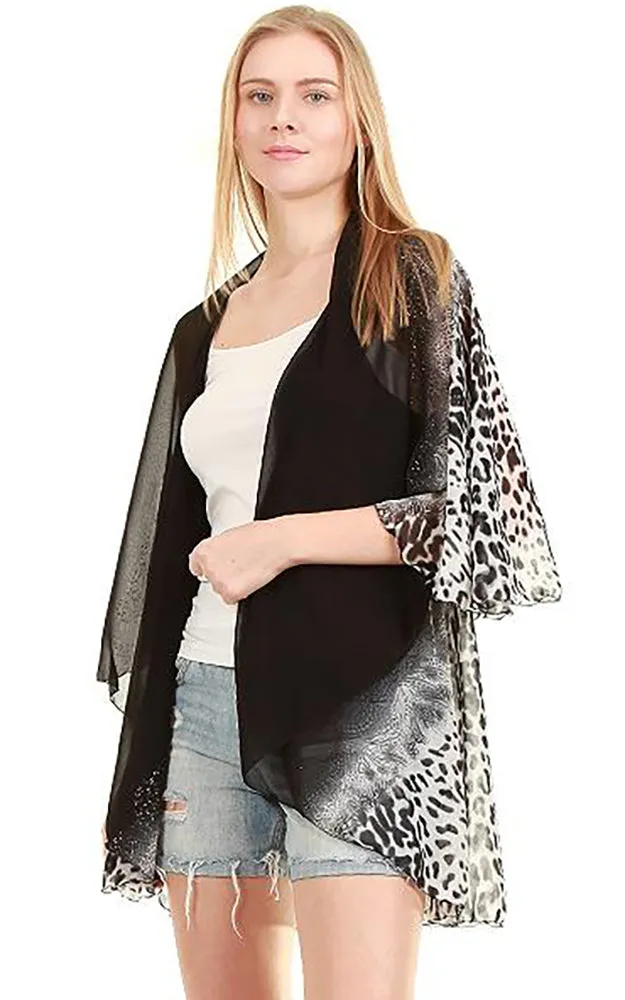 PN09 Leopard Printed Multi Shawl Vest