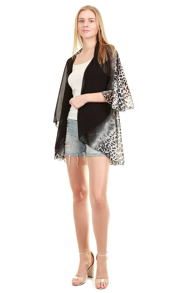 PN09 Leopard Printed Multi Shawl Vest