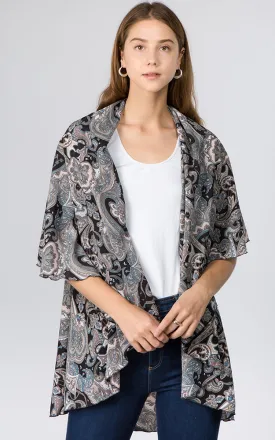 PN90B9 Paisley Print Multi Shawl Vest