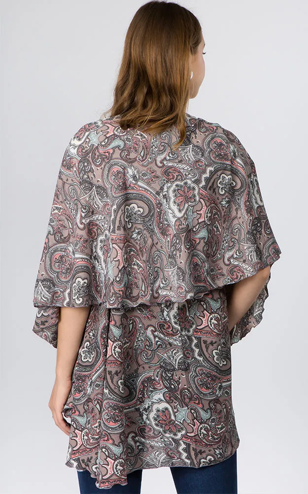 PN90B9 Paisley Print Multi Shawl Vest