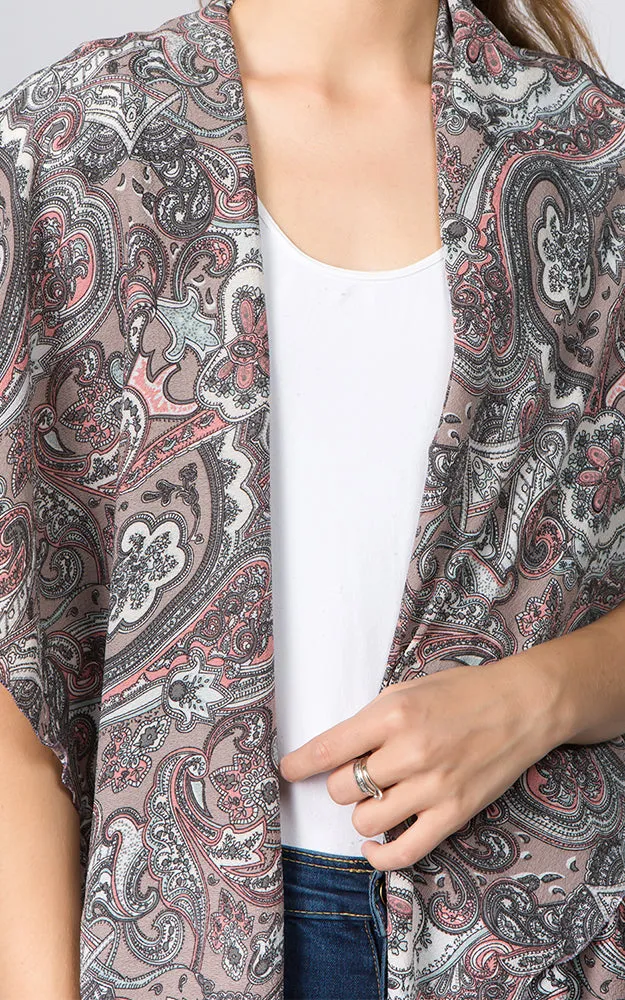 PN90B9 Paisley Print Multi Shawl Vest