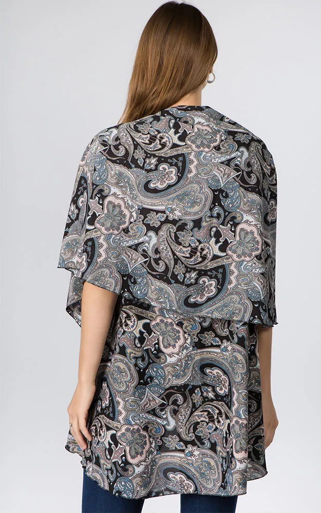 PN90B9 Paisley Print Multi Shawl Vest