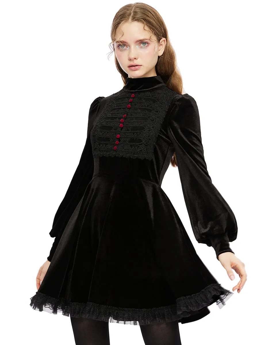 Punk Rave Daily Life Retrogothic Velvet A-Line Mini Dress