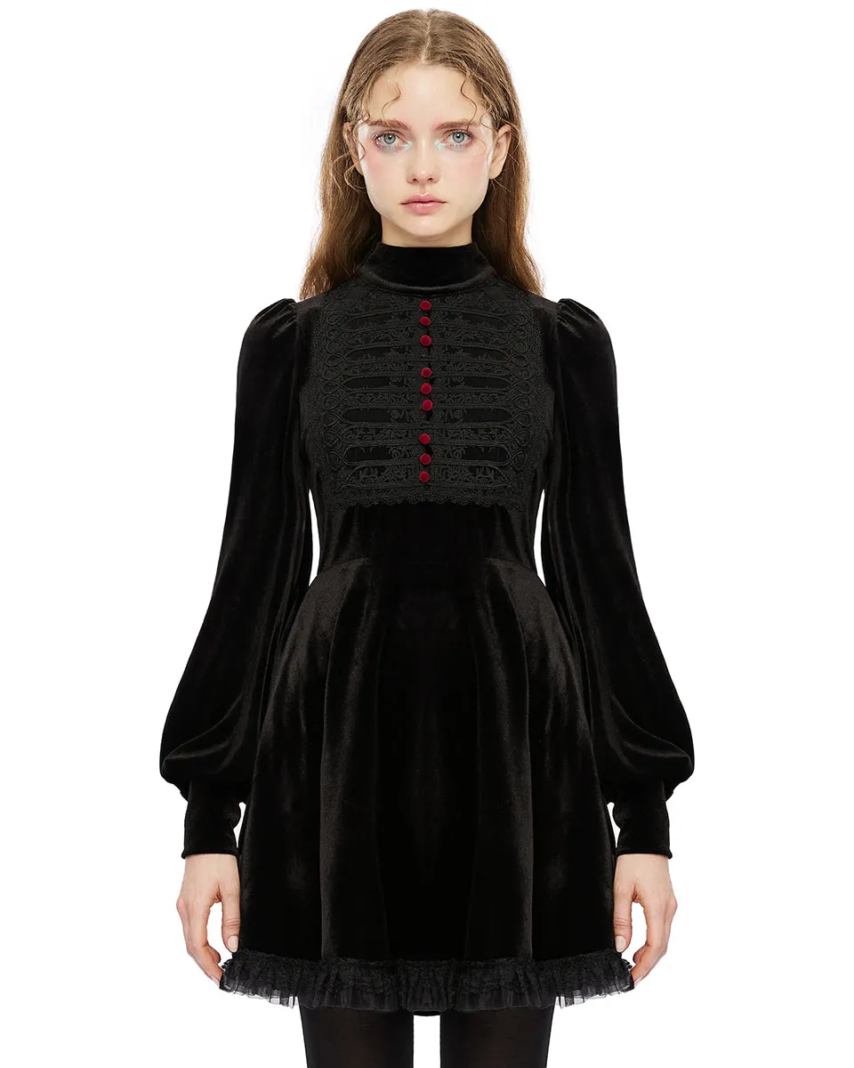 Punk Rave Daily Life Retrogothic Velvet A-Line Mini Dress