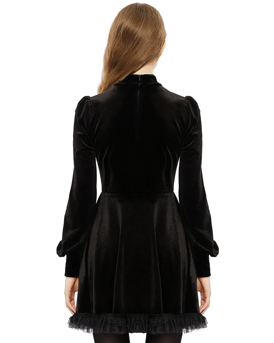 Punk Rave Daily Life Retrogothic Velvet A-Line Mini Dress