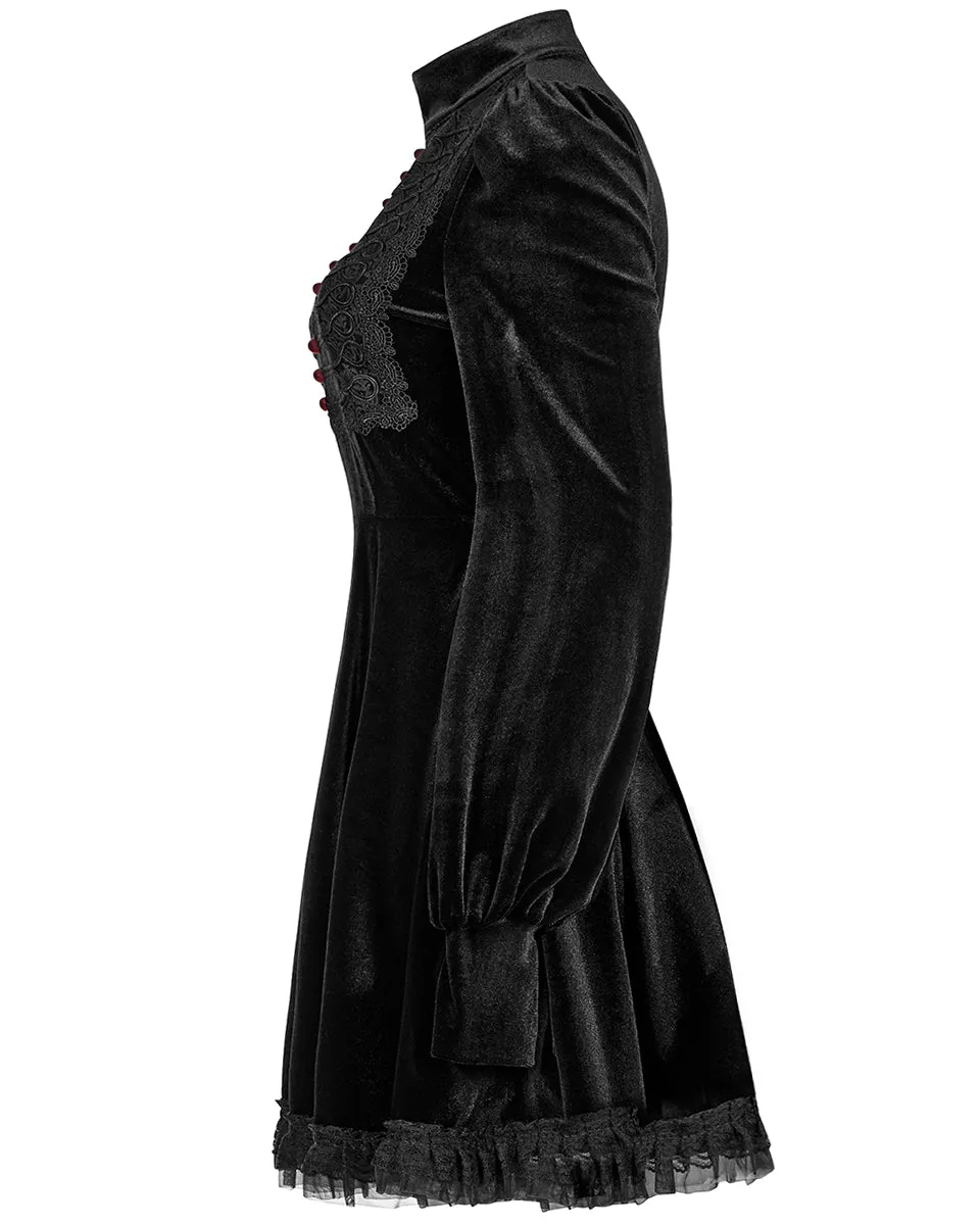 Punk Rave Daily Life Retrogothic Velvet A-Line Mini Dress