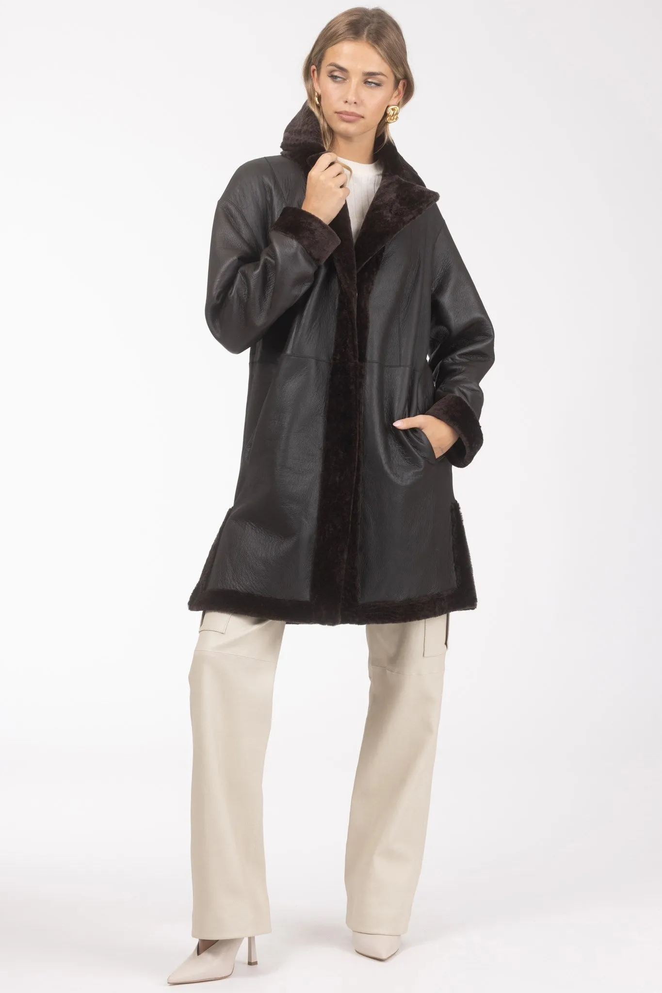 Reversible Select Shearling Lamb Stroller with Belt