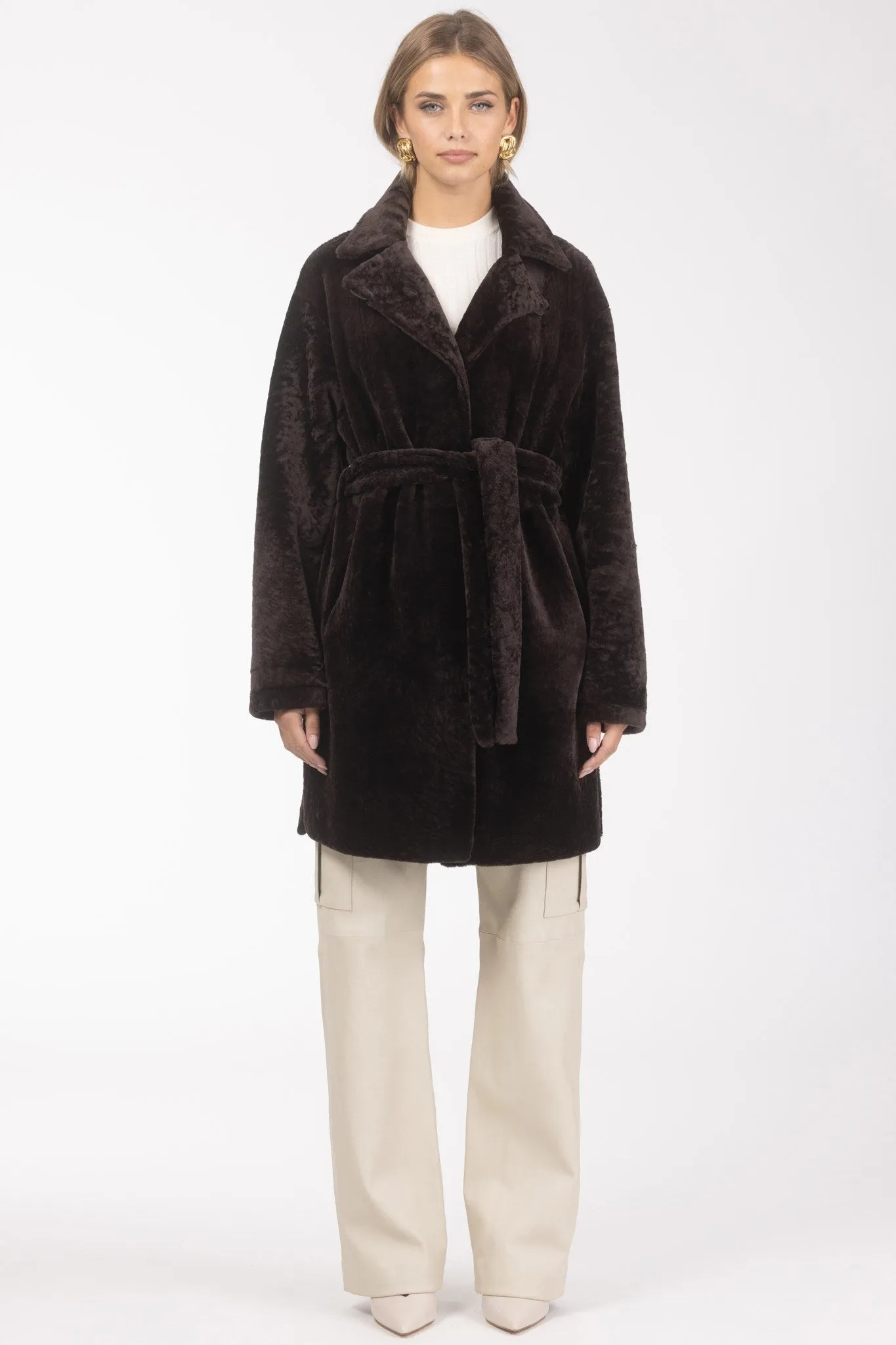 Reversible Select Shearling Lamb Stroller with Belt
