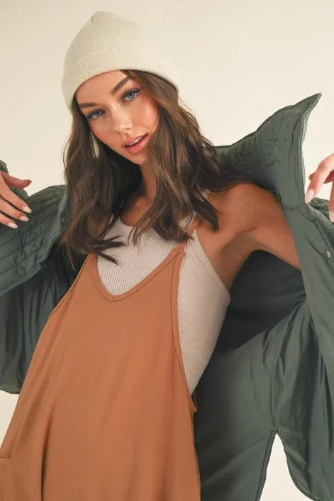 Sage Classic Silhouette Quilted Jacket