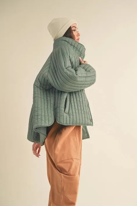 Sage Classic Silhouette Quilted Jacket