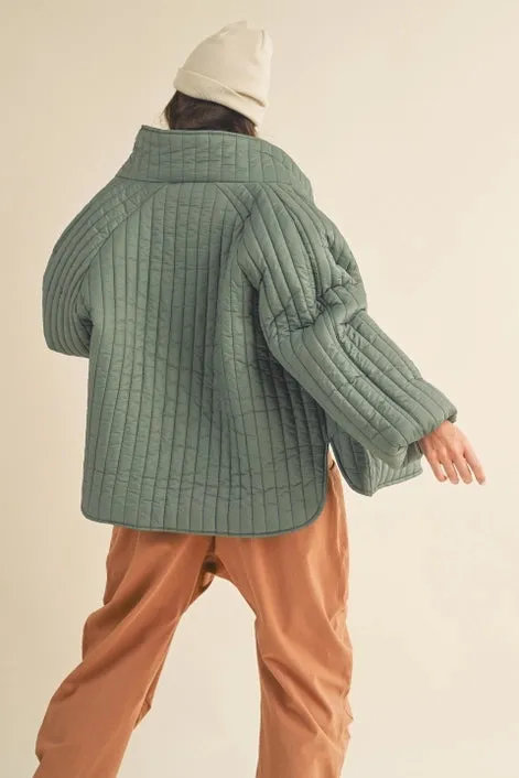 Sage Classic Silhouette Quilted Jacket