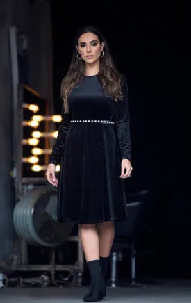 Shimmer Velvet Dress (Black)