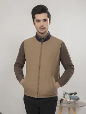 SLEEVELESS  QUILTED  DARK KHAKI JACKET