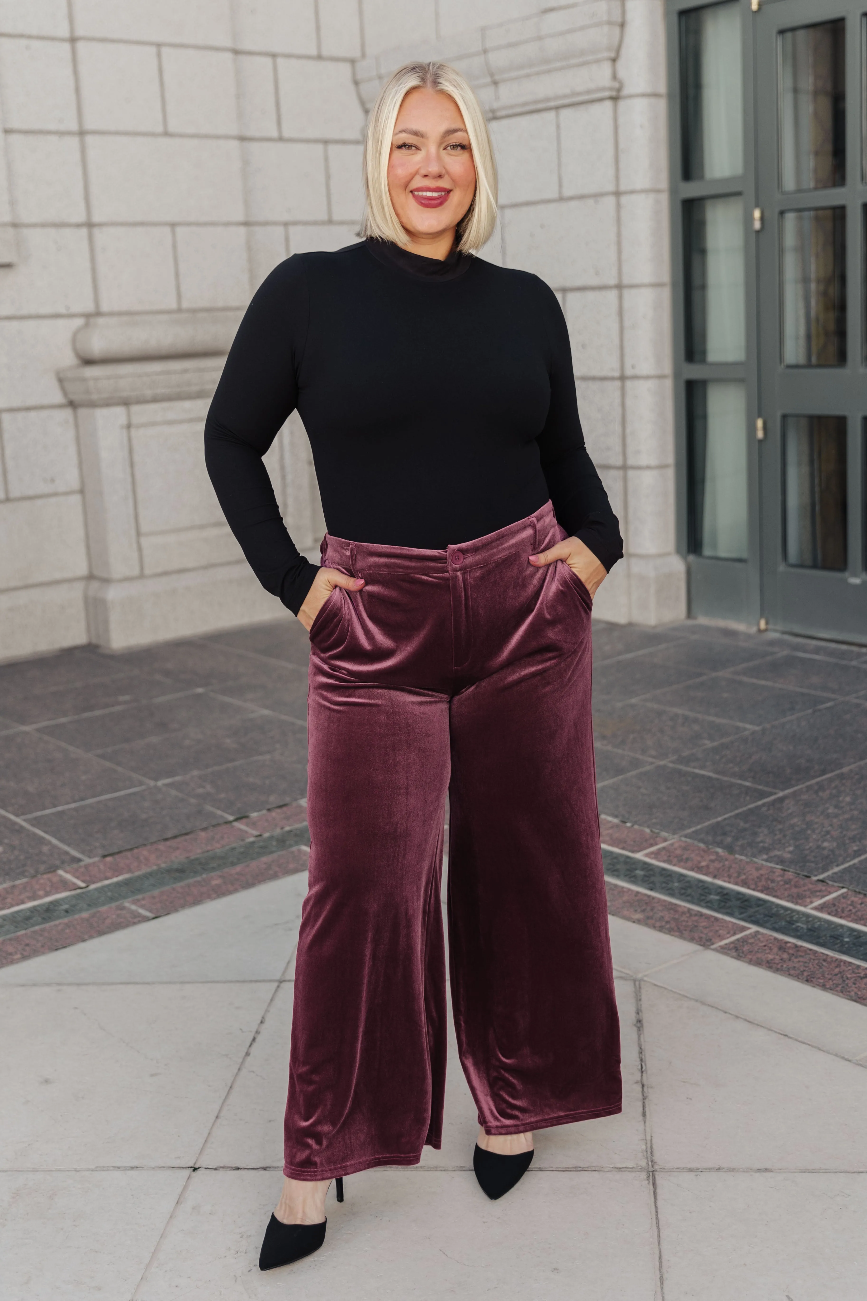 SP24- High Society Velvet Wide Leg Trousers (Reg & Curvy)
