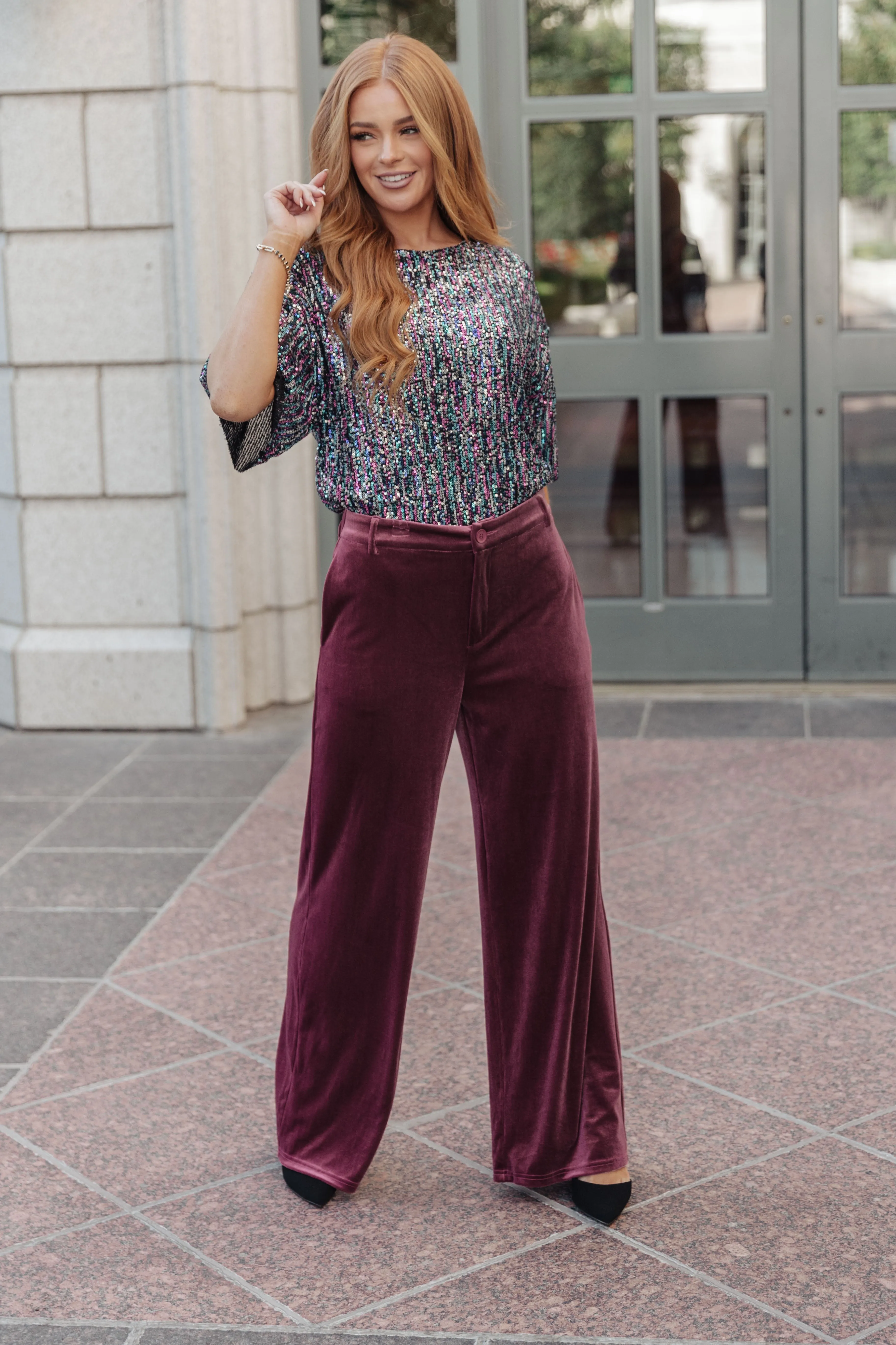 SP24- High Society Velvet Wide Leg Trousers (Reg & Curvy)