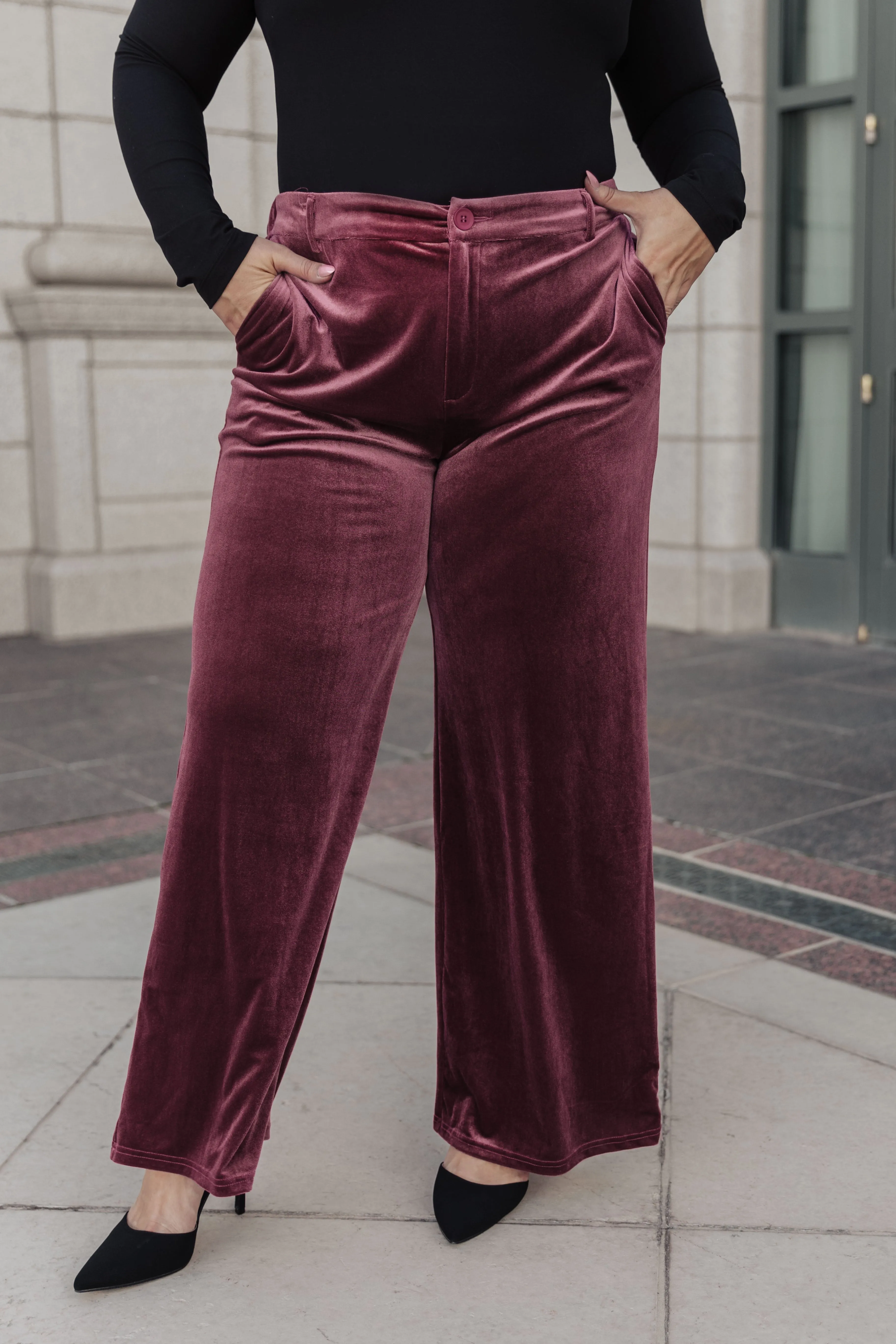 SP24- High Society Velvet Wide Leg Trousers (Reg & Curvy)