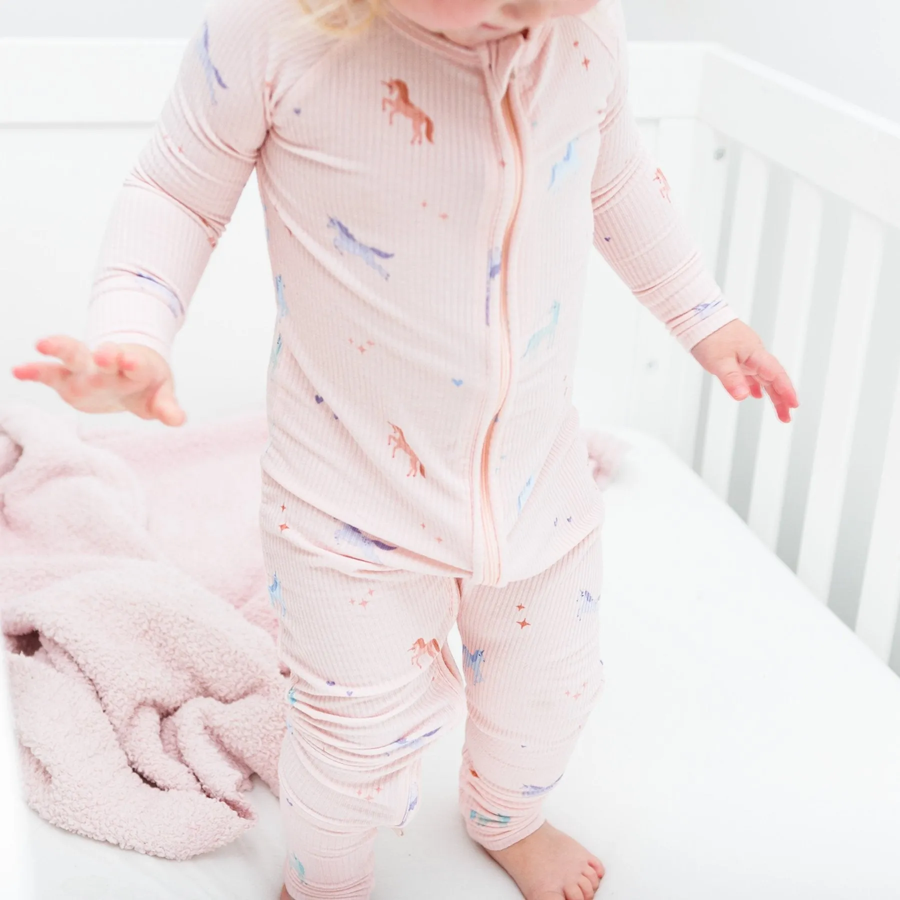 Unicorns Small Ribbed Zip Romper