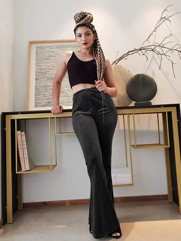 Velvet Couture Palazzos - Wide-Leg Flare Pants