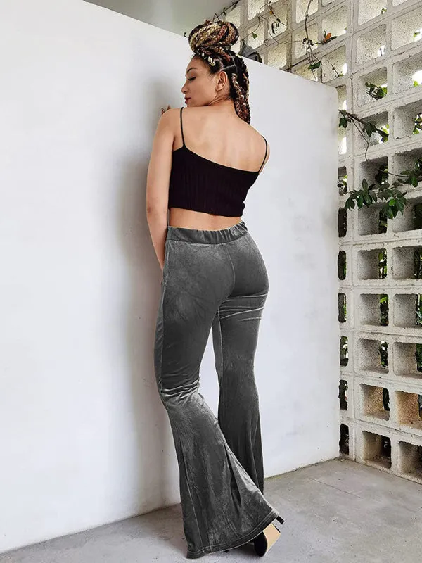 Velvet Couture Palazzos - Wide-Leg Flare Pants
