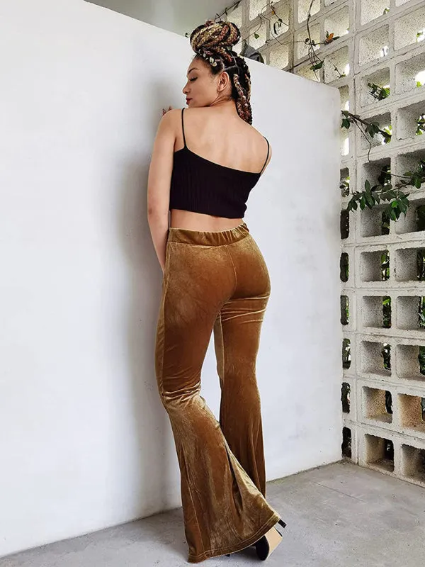 Velvet Couture Palazzos - Wide-Leg Flare Pants