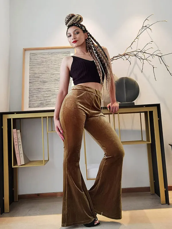 Velvet Couture Palazzos - Wide-Leg Flare Pants