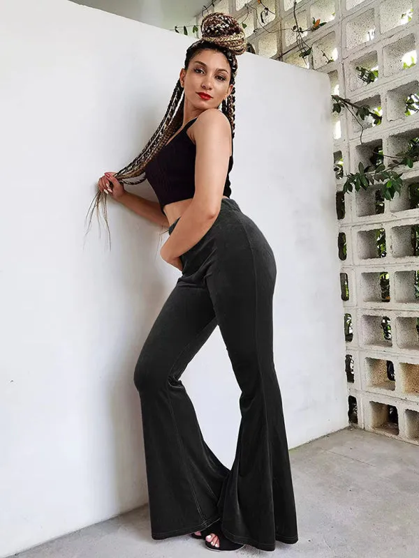 Velvet Couture Palazzos - Wide-Leg Flare Pants